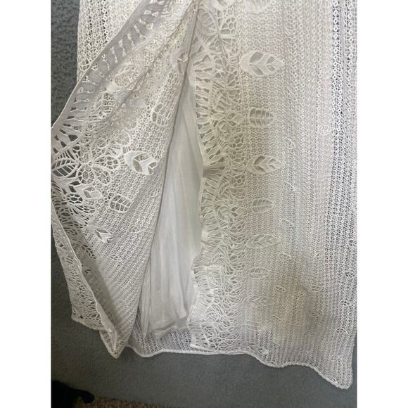 Soft Surroundings womens S white 3/4 sleeve crotchet maxi dress beach boho vneck - Picture 5 of 9